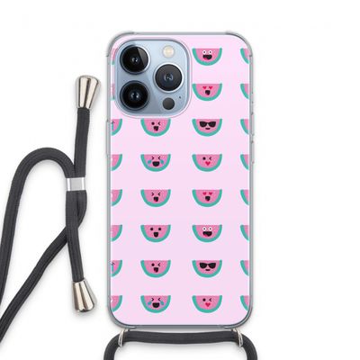 Smiley watermeloenprint: iPhone 13 Pro Transparant Hoesje met koord