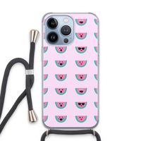 Smiley watermeloenprint: iPhone 13 Pro Transparant Hoesje met koord