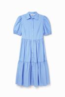Gestreepte midi-blousejurk - BLUE - S