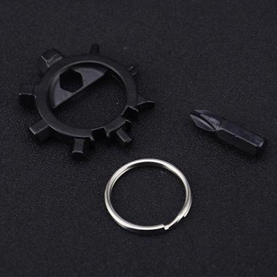 Multifunctionele draagbare buiten sleutel ketting schroevendraaier fiets reparatie tools (zwart)