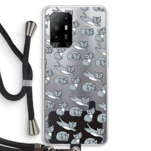 Poezen: Oppo A94 5G Transparant Hoesje met koord