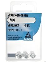 Verlengmoer m4 verz 4st - Deltafix
