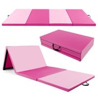 4-Laags Opvouwbare Turnmat met Handgrepen kunstleeren Mat met Klittenband voor Gymnastiek Yoga MMA Basistraining