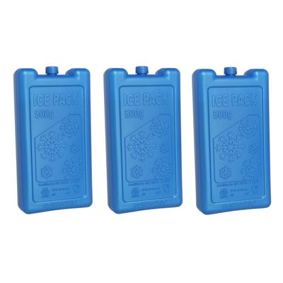 3x stuks koelelementen 500 ml 9,5 x 17,5 cm blauw