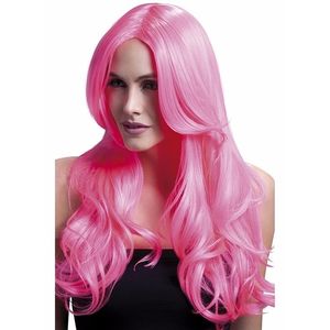 Luxe pitspoes pruik roze fringe   -