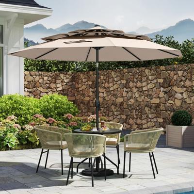 3-Laags Parasol met Slinger Aan Beide Zijden 30° Kantelbare Tuinscherm Terrasparasol Beige
