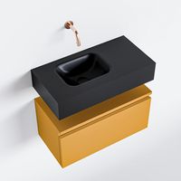 Toiletmeubel Mondiaz Andor | 60 cm | Meubelkleur Ocher | Lex vrijhangend wastafel Urban Links | Zonder kraangat