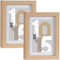 2x stuks houten fotolijst bruin geschikt voor een foto van 10 x 15 cm of 13 x 18 cm - Fotolijsten - thumbnail