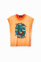 T-shirt met gewassen effect Planet - ORANGE - XL