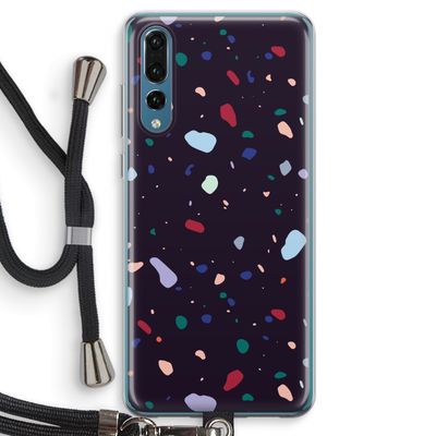 Dark Rounded Terrazzo: Huawei P20 Pro Transparant Hoesje met koord