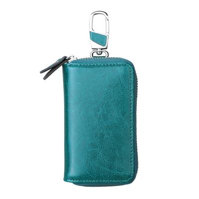 9101 multifunctionele taille opknoping olie Wax lederen rits portemonnee sleutels houder tas (Peacock Blue)