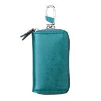 9101 multifunctionele taille opknoping olie Wax lederen rits portemonnee sleutels houder tas (Peacock Blue)