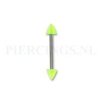 Barbell acryl spike 1.6 mm geel glitter