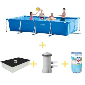 Intex Zwembad - Frame Pool - 450 x 220 x 84 cm - Inclusief Solarzeil, Filterpomp & Filter