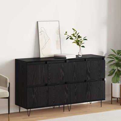 Dressoirs 2 pcs Zwart eiken 120 x 35 x 70 cm Bewerkt hout