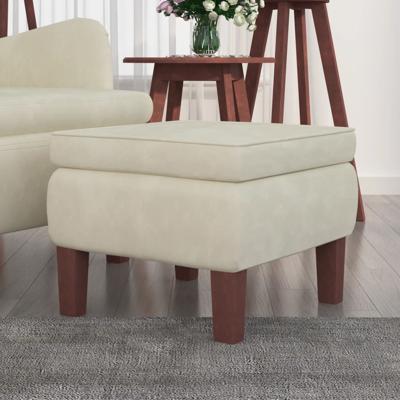 Kruk met houten poten fluweel crmekleurig