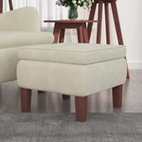 Kruk met houten poten fluweel crmekleurig