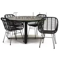 Tuinstoel Moda zwart met braga tafel 140 cm rond