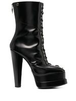 Roberto Cavalli bottines lacées en cuir à plateforme - Noir - thumbnail