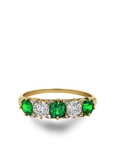 Pragnell Vintage bague en or 18ct sertie de grenat et de diamants (1837-1901)