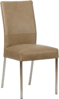 Taupe leren moderne eetkamerstoel Real - poot vierkant rvs - Vintage Leer Taupe (taupe leer)