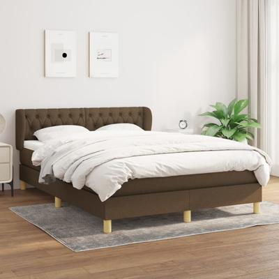 Boxspring met matras stof donkerbruin 140x190 cm