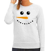 Sneeuwpop foute Kerstsweater / Kersttrui lichtgrijs voor dames