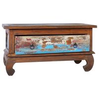 The Living Store Salontafel Retro Teakhout - 80 x 50 x 40 cm - Meerkleurig vintage patroon