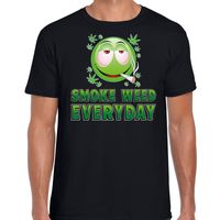 Funny emoticon t-shirt smoke weed everyday zwart voor heren - Fun / cadeau - Foute party kleding