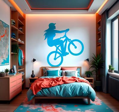 Meisje biker fiets sticker