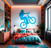 Meisje biker fiets sticker