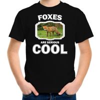 Dieren bruine vos t-shirt zwart kinderen - foxes are cool shirt jongens en meisjes XL (158-164)  -