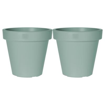 Pro Garden Plantenpot/bloempot - 2x - Tuin buiten - kunststof - mintgroen - D35 cm