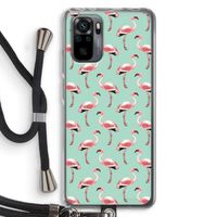 Flamingoprint groen: Xiaomi Redmi Note 10 Pro Transparant Hoesje met koord
