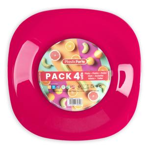 Verjaardag/kinder/camping borden - 4x stuks - Dia 21 cm - roze - kunststof - onbreekbaar