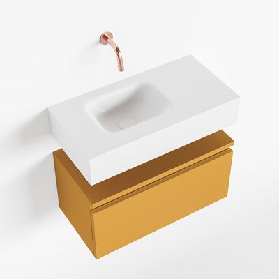 Toiletmeubel Mondiaz Andor | 60 cm | Meubelkleur Ocher | Lex vrijhangend wastafel Talc Links | Zonder kraangat
