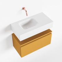 Toiletmeubel Mondiaz Andor | 60 cm | Meubelkleur Ocher | Lex vrijhangend wastafel Talc Links | Zonder kraangat