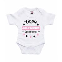 Baby rompertje - yippie jullie worden opa en oma - roze - kraam cadeau