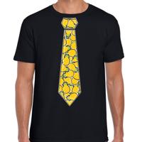 Verkleed T-shirt voor heren - ananas stropdas - zwart - thema / foute party