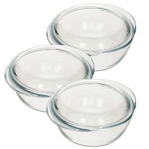 Pyrex ronde glazen ovenschaal met deksel - 3x - 2,1 liter - 22 x 13 x 5 cm - Ovenschotel schalen