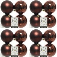 16x Kunststof kerstballen glanzend/mat mahonie bruin 10 cm kerstboom versiering/decoratie   -