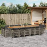 17-delige Tuinset met kussens poly rattan grijs