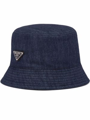 Prada bob en jean à plaque logo - Bleu