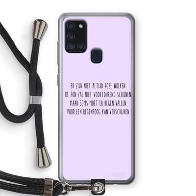 Regenboog: Samsung Galaxy A21s Transparant Hoesje met koord