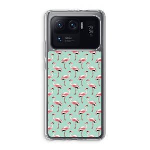 Flamingoprint groen: Xiaomi Mi 11 Ultra Transparant Hoesje