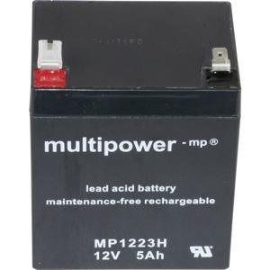 multipower MP1223H Loodaccu 12 V 5 Ah Loodvlies (AGM) (b x h x d) 90 x 108 x 70 mm Kabelschoen 6.35 mm Onderhoudsvrij, Geringe zelfontlading
