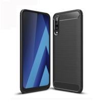 Geborsteld textuur Carbon Fiber TPU Case voor Galaxy A50 (zwart)