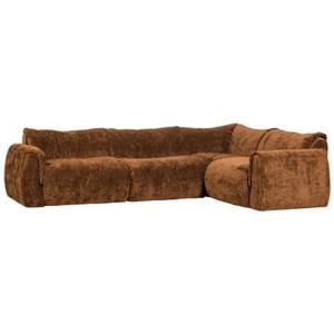 WOOOD Baggy Hoekbank Rechts - 3D Chenille - Midden Bruin - 81x396x214