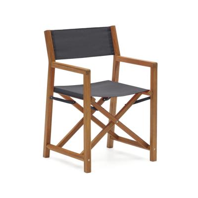 Kave Home Inklapbare Tuinstoel 'Thianna' Acaciahout en stof, kleur Zwart