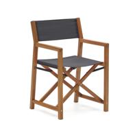 Kave Home Inklapbare Tuinstoel 'Thianna' Acaciahout en stof, kleur Zwart